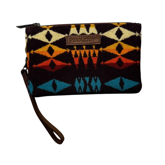Pendleton Wristlet Pouch Zip Top Wallet Aztec Geometric Southwestern Bag - Picture 1 of 4